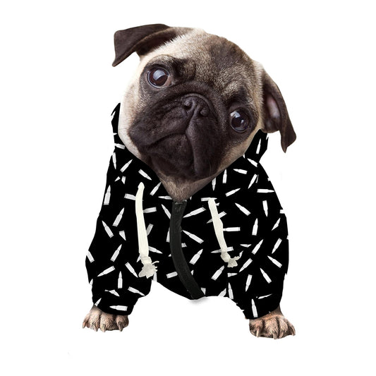 White And Black Gun Bullet Pattern Print Dog Zip Up Hoodie