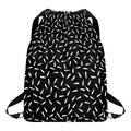 White And Black Gun Bullet Pattern Print Drawstring Backpack