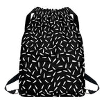 White And Black Gun Bullet Pattern Print Drawstring Backpack
