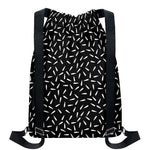 White And Black Gun Bullet Pattern Print Drawstring Backpack