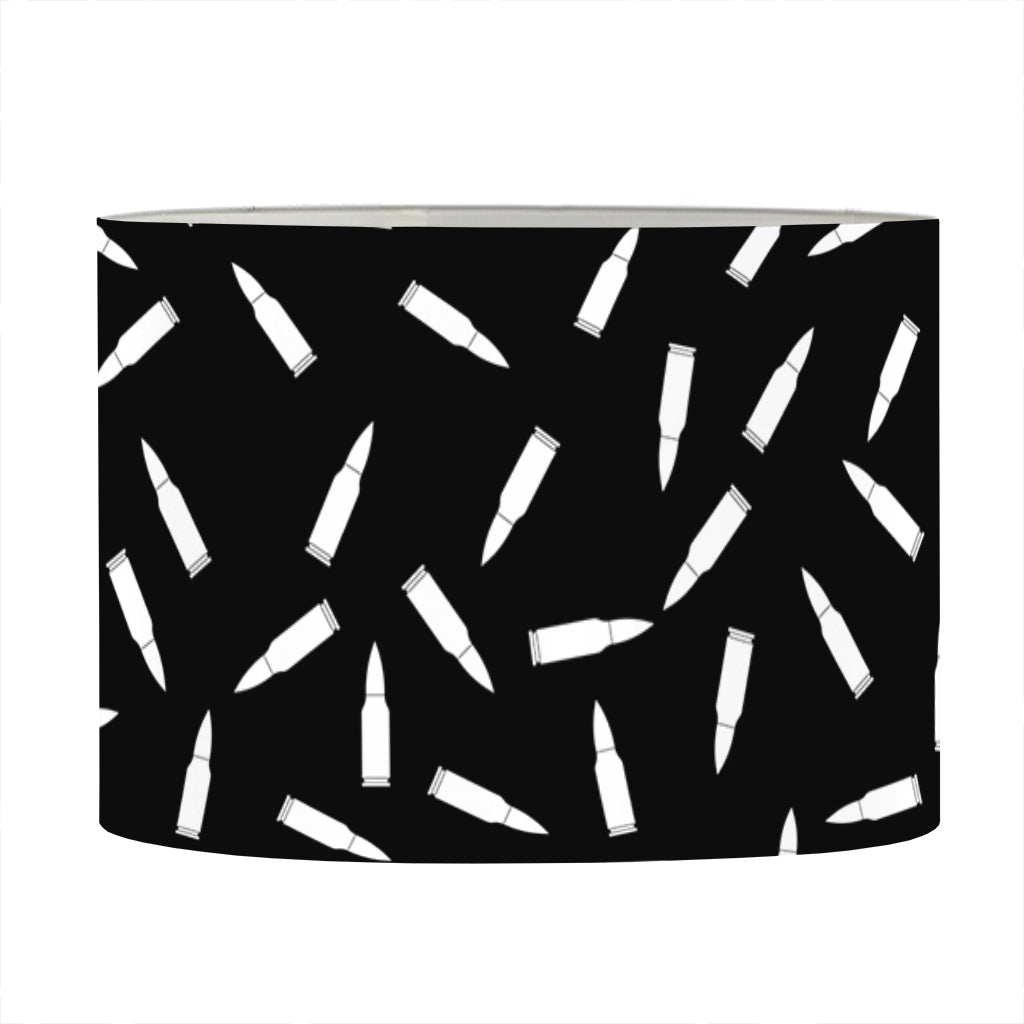 White And Black Gun Bullet Pattern Print Drum Lamp Shade