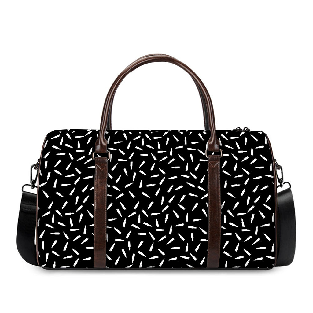 White And Black Gun Bullet Pattern Print Duffle Bag