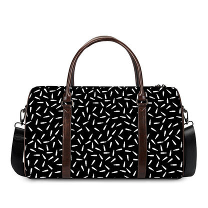 White And Black Gun Bullet Pattern Print Duffle Bag