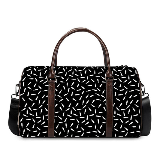 White And Black Gun Bullet Pattern Print Duffle Bag