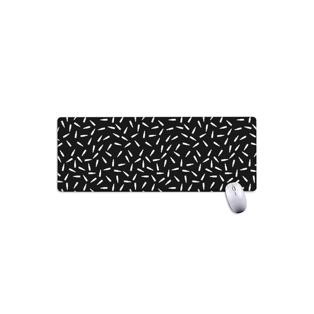 White And Black Gun Bullet Pattern Print Extended Mouse Pad