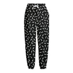 White And Black Gun Bullet Pattern Print Fleece Lined Knit Pants