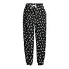 White And Black Gun Bullet Pattern Print Fleece Lined Knit Pants