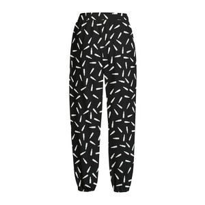 White And Black Gun Bullet Pattern Print Fleece Lined Knit Pants