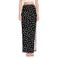 White And Black Gun Bullet Pattern Print High Slit Maxi Skirt