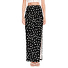 White And Black Gun Bullet Pattern Print High Slit Maxi Skirt