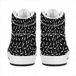 White And Black Gun Bullet Pattern Print High Top Leather Sneakers