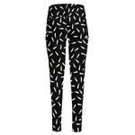 White And Black Gun Bullet Pattern Print High-Waisted Pocket Leggings