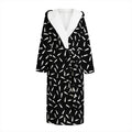 White And Black Gun Bullet Pattern Print Hooded Bathrobe