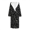 White And Black Gun Bullet Pattern Print Hooded Bathrobe