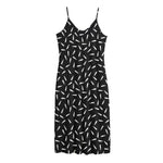 White And Black Gun Bullet Pattern Print Jersey Midi Cami Dress