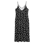 White And Black Gun Bullet Pattern Print Jersey Midi Cami Dress