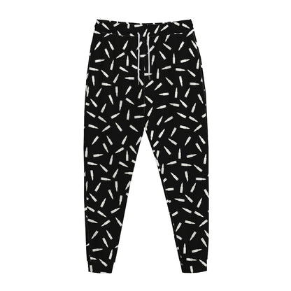 White And Black Gun Bullet Pattern Print Jogger Pants