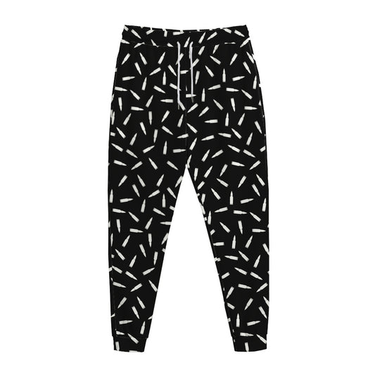White And Black Gun Bullet Pattern Print Jogger Pants