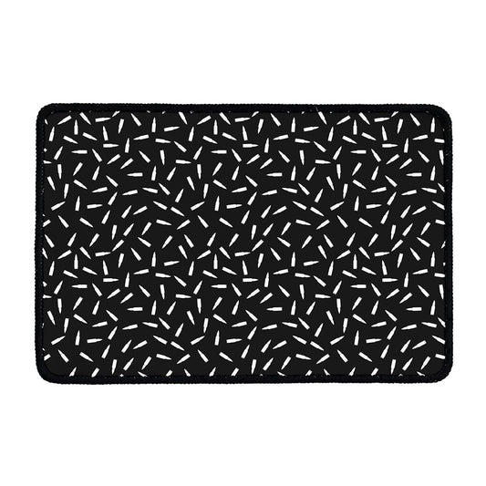 White And Black Gun Bullet Pattern Print Kitchen Mat