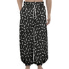 White And Black Gun Bullet Pattern Print Lantern Pants