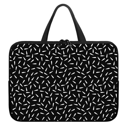 White And Black Gun Bullet Pattern Print Laptop Sleeve With Handle