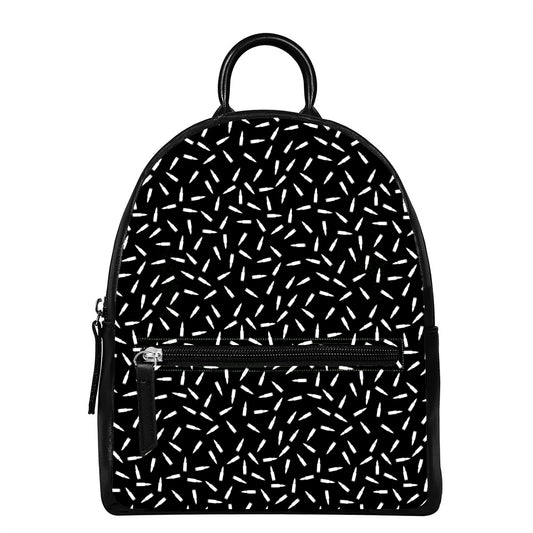 White And Black Gun Bullet Pattern Print Leather Backpack