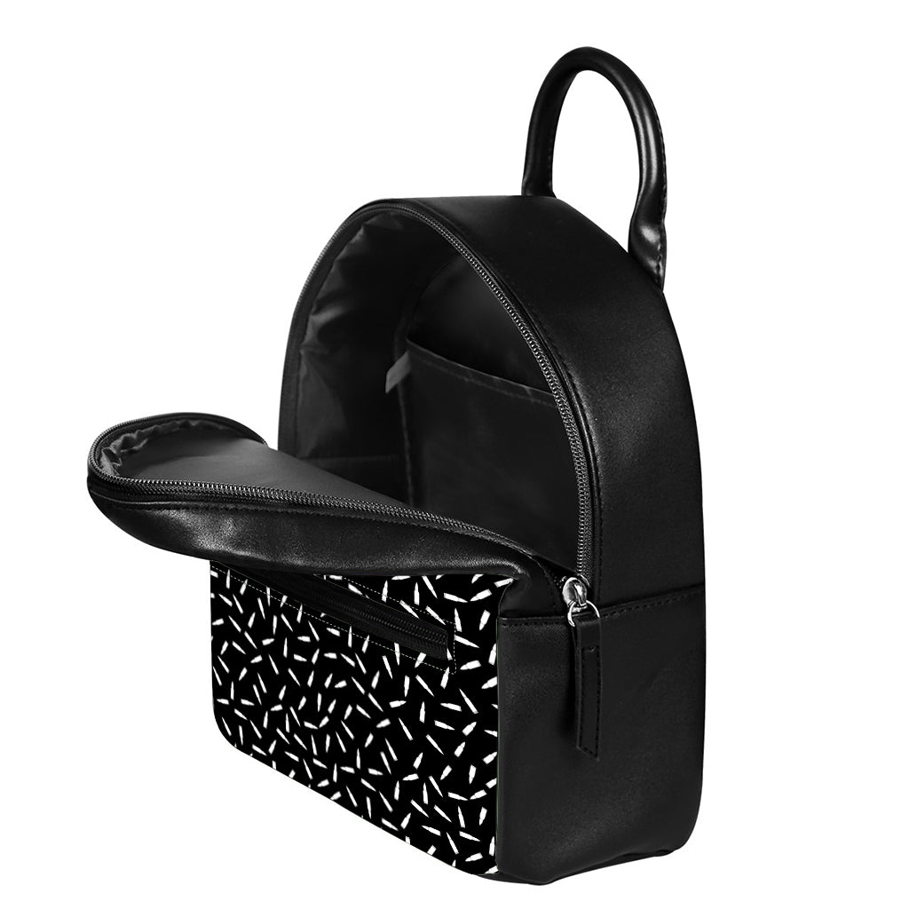 White And Black Gun Bullet Pattern Print Leather Backpack