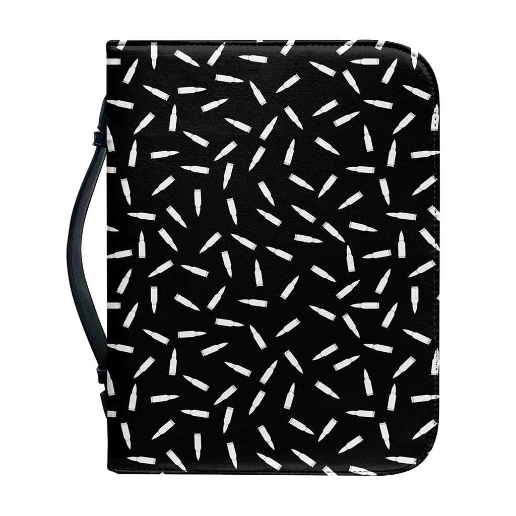 White And Black Gun Bullet Pattern Print Leather Bible Cover