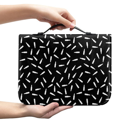 White And Black Gun Bullet Pattern Print Leather Bible Cover