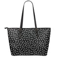 White And Black Gun Bullet Pattern Print Leather Tote Bag With Zipper