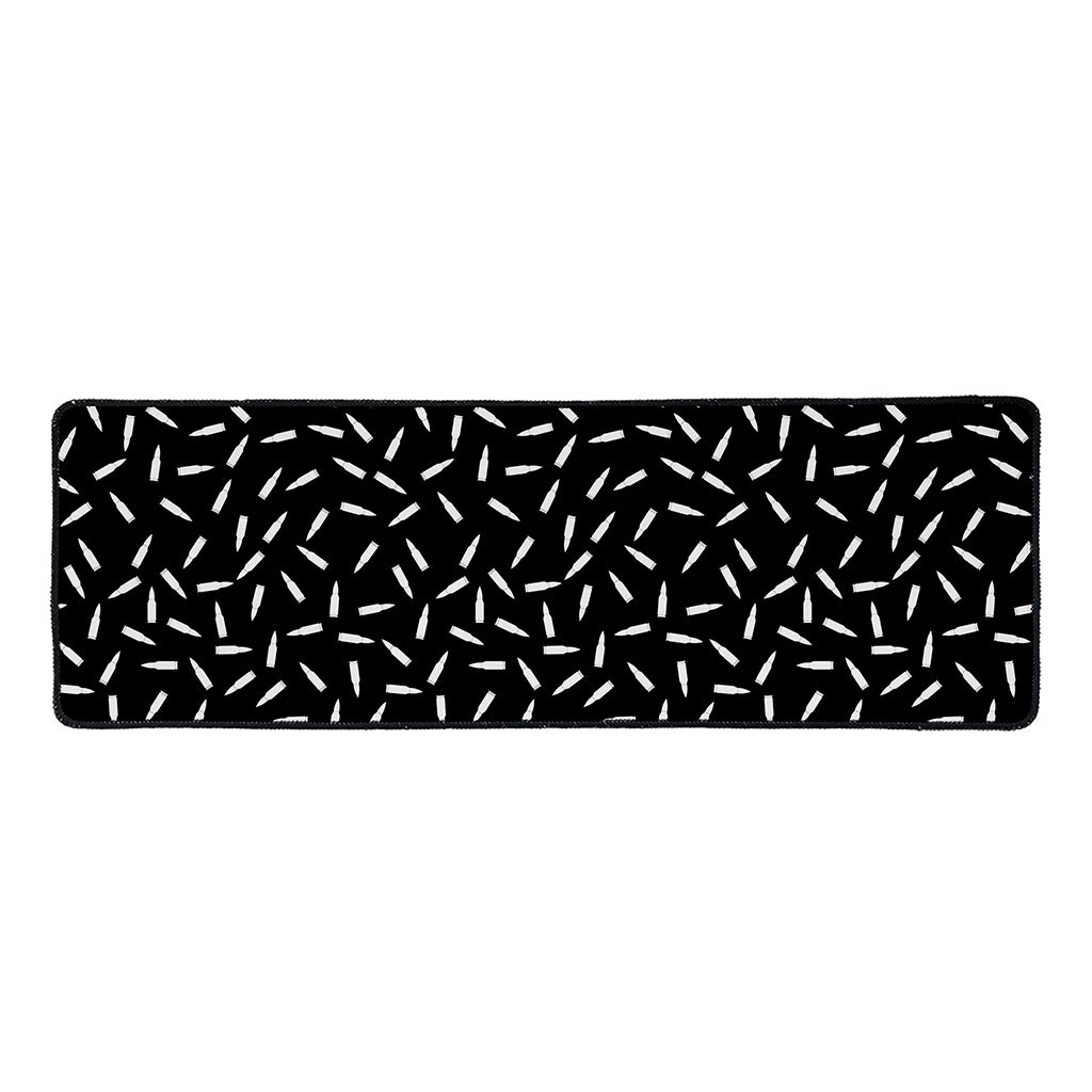 White And Black Gun Bullet Pattern Print Long Kitchen Mat