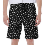 White And Black Gun Bullet Pattern Print Men's Beach Shorts