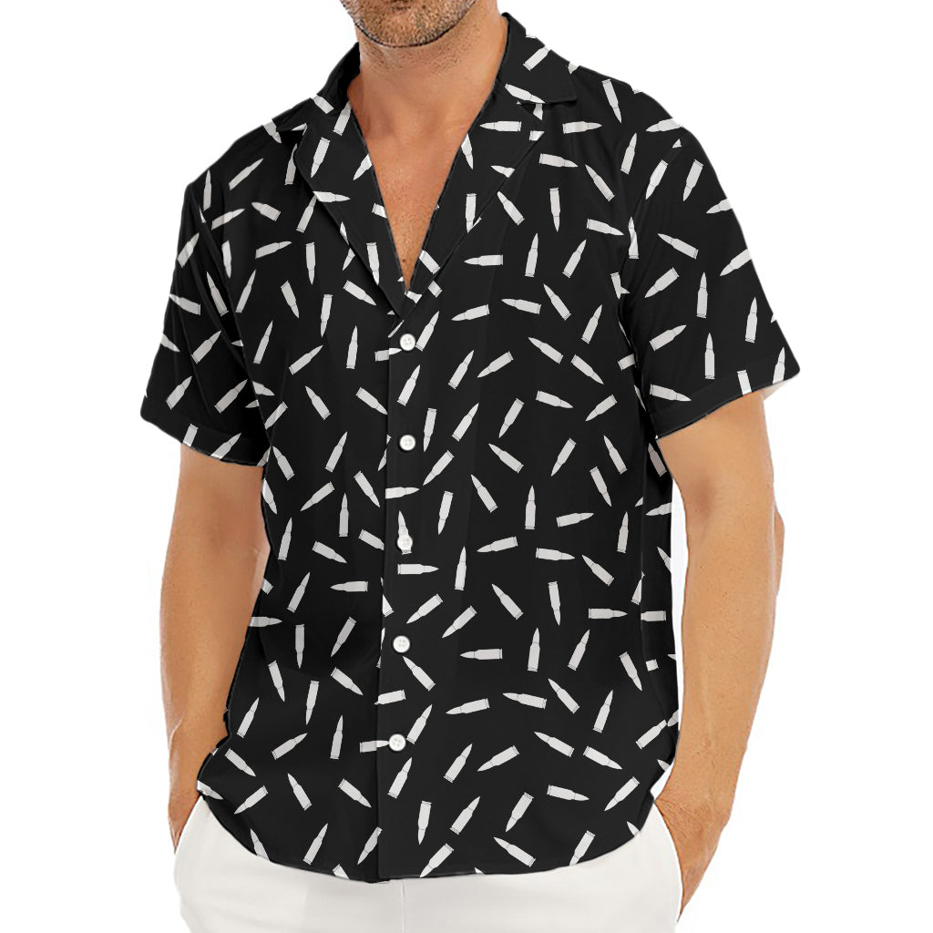 White And Black Gun Bullet Pattern Print Men's Deep V-Neck Shirt