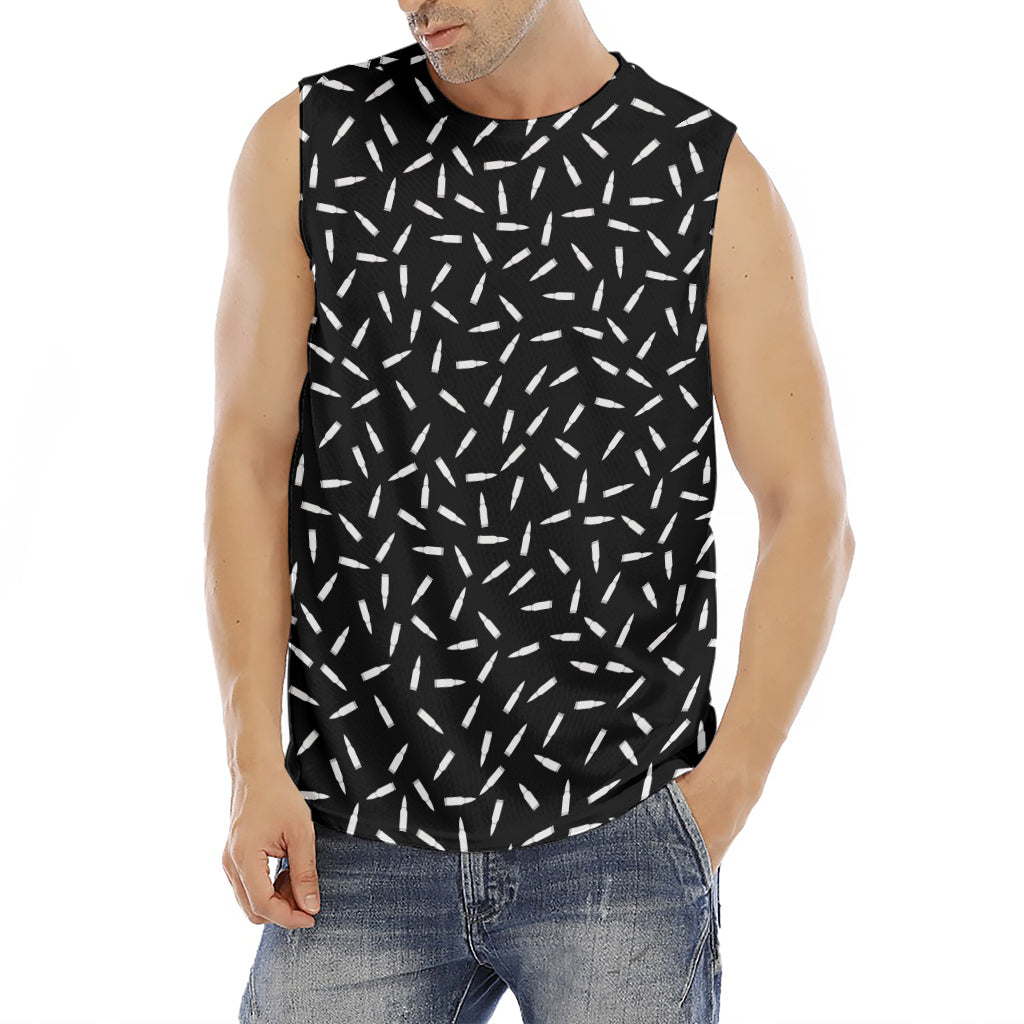 White And Black Gun Bullet Pattern Print Men's Fitness Tank Top