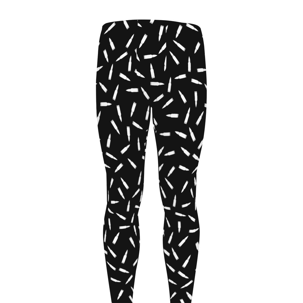 White And Black Gun Bullet Pattern Print Men's leggings