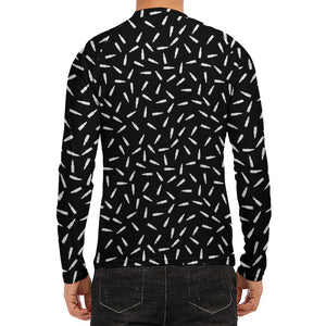 White And Black Gun Bullet Pattern Print Men's Long Sleeve Rash Guard