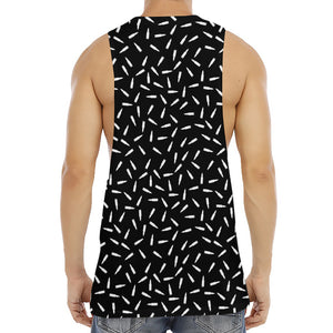 White And Black Gun Bullet Pattern Print Men's Muscle Tank Top