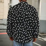 White And Black Gun Bullet Pattern Print Men's Shirt Jacket