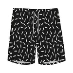 White And Black Gun Bullet Pattern Print Men's Sports Shorts