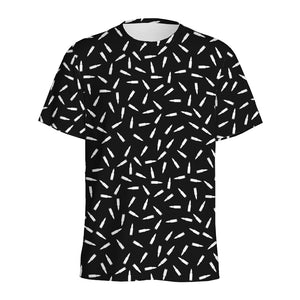 White And Black Gun Bullet Pattern Print Men's Sports T-Shirt