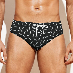 White And Black Gun Bullet Pattern Print Men's Swim Briefs