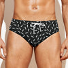 White And Black Gun Bullet Pattern Print Men's Swim Briefs