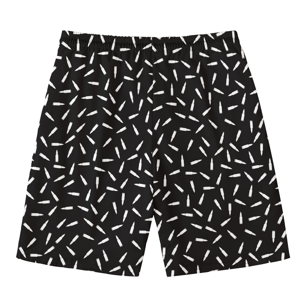 White And Black Gun Bullet Pattern Print Men's Swim Trunks