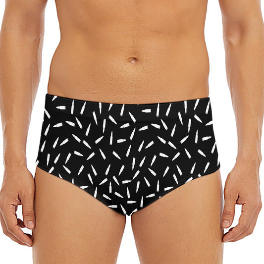 White And Black Gun Bullet Pattern Print Men's Triangle Swim Briefs