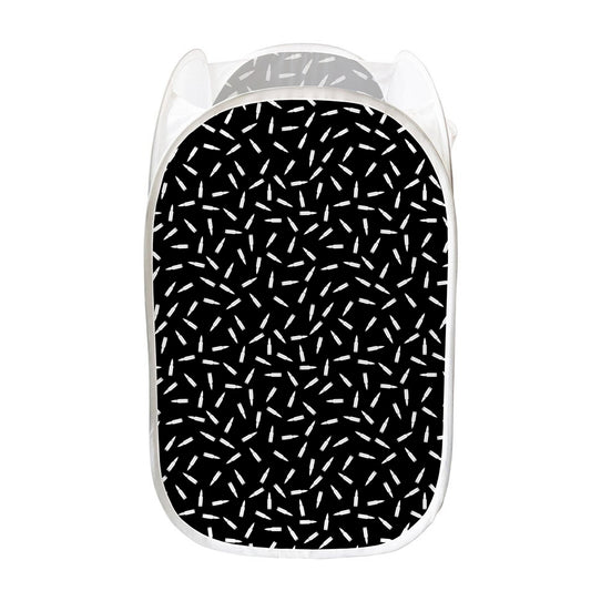 White And Black Gun Bullet Pattern Print Mesh Laundry Hamper