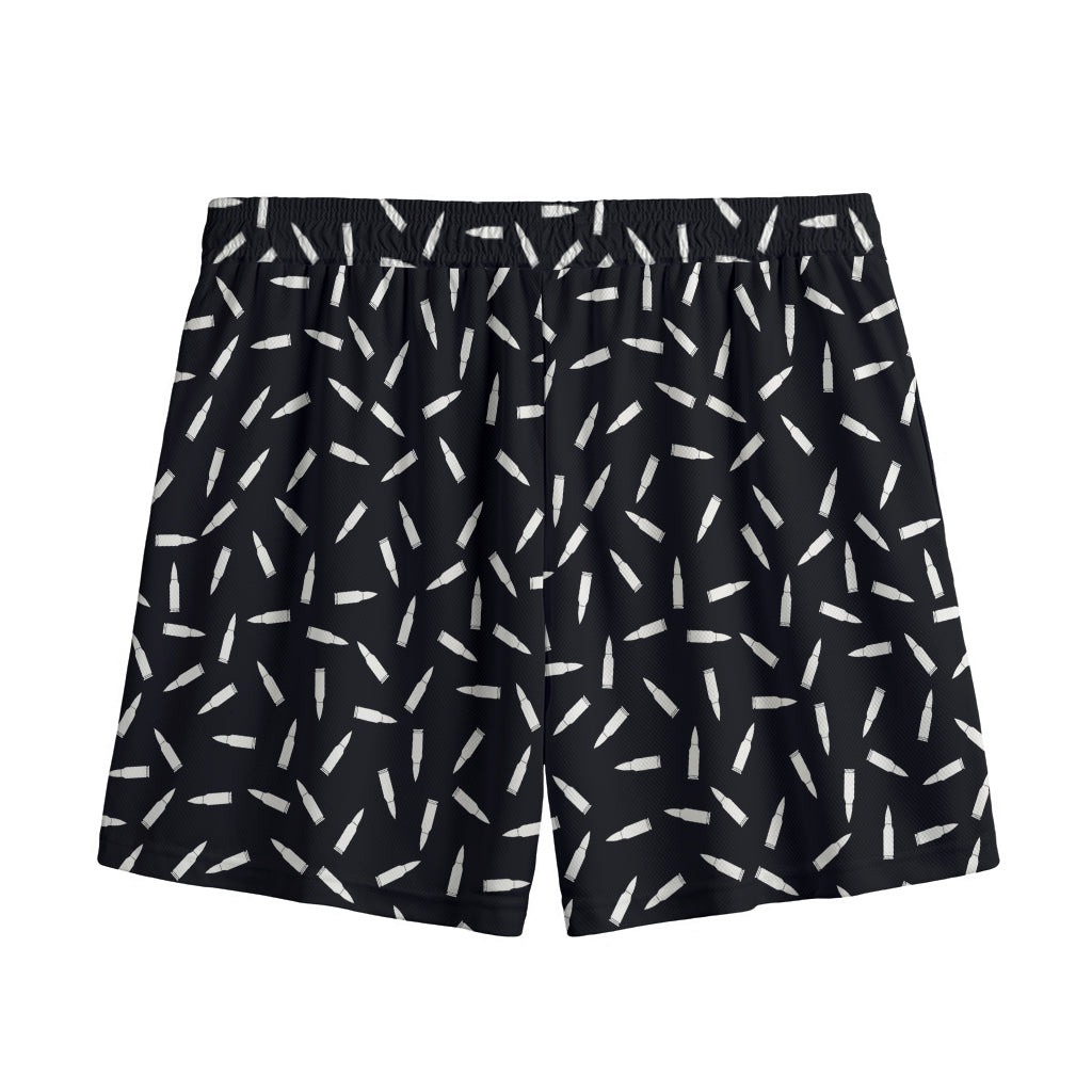 White And Black Gun Bullet Pattern Print Mesh Shorts