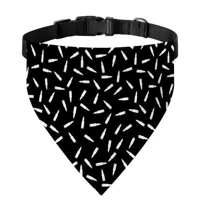 White And Black Gun Bullet Pattern Print Over The Collar Dog Bandana