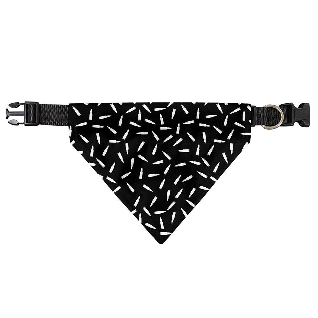 White And Black Gun Bullet Pattern Print Over The Collar Dog Bandana