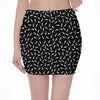 White And Black Gun Bullet Pattern Print Pencil Mini Skirt