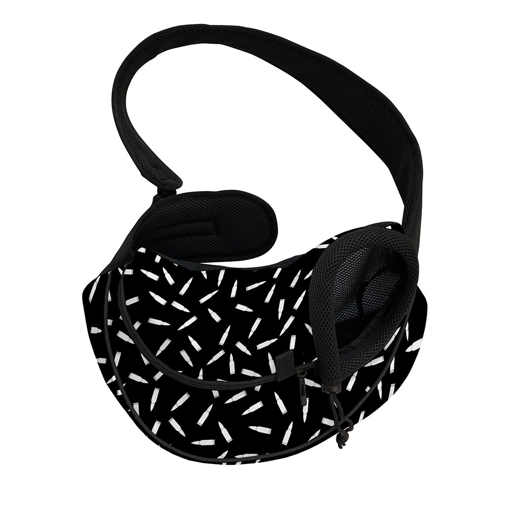 White And Black Gun Bullet Pattern Print Pet Sling Carrier